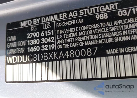 2019 Mercedes-Benz S 560 from USA, damaged, VIN WDDUG8DBXKA480087